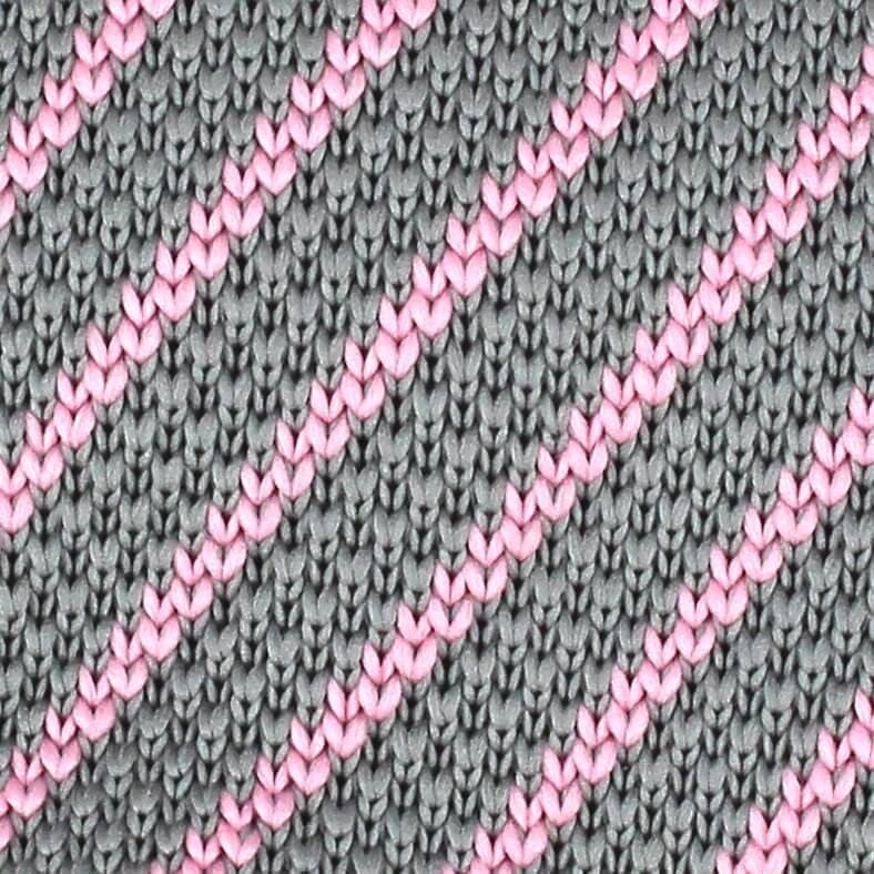 Corbata Punto Rayas Diag. Gris y Rosa