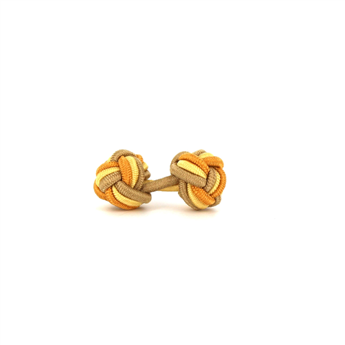 Gemelos Doble Bola Dorado, Amarillo y Beige