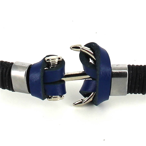 Pulsera Cuero Azul con Ancla