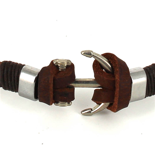 Pulsera Cuero Marrón con Ancla