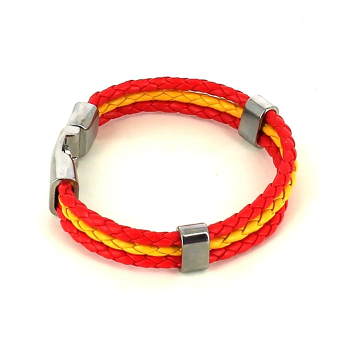 Pulsera Cuero Trenzado Bandera España