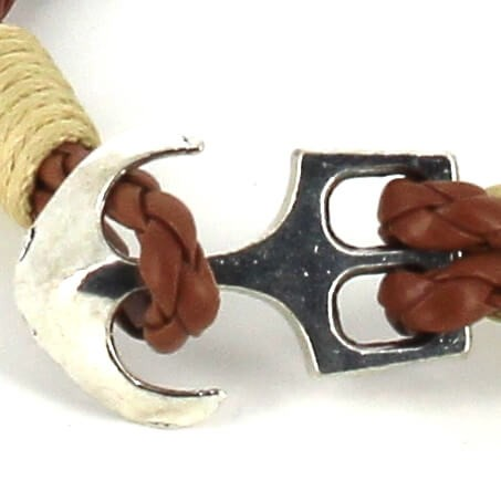 Pulsera Trenzada Cuero con Ancla