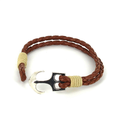 Pulsera Trenzada Cuero con Ancla