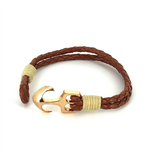Pulsera Trenzada Cuero con Ancla
