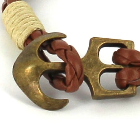 Pulsera Trenzada Cuero con Ancla
