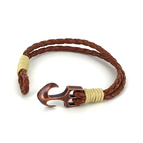Pulsera Trenzada Cuero con Ancla