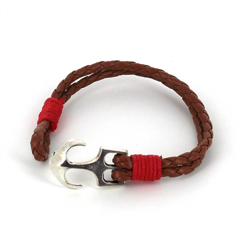 Pulsera Trenzada Cuero con Ancla