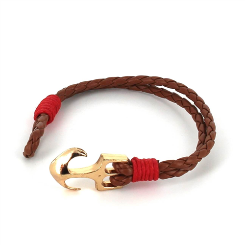 Pulsera Trenzada Cuero con Ancla
