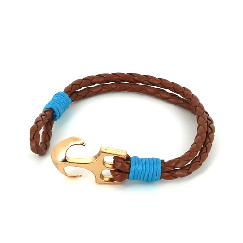 Pulsera Trenzada Cuero con Ancla