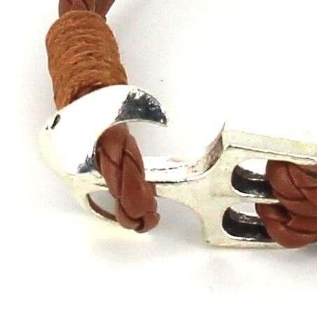 Pulsera Trenzada Cuero con Ancla