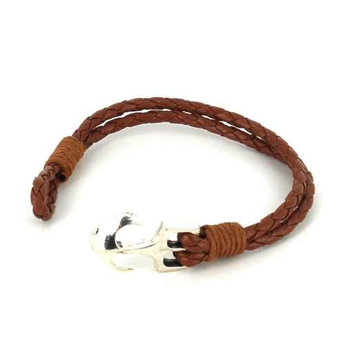 Pulsera Trenzada Cuero con Ancla