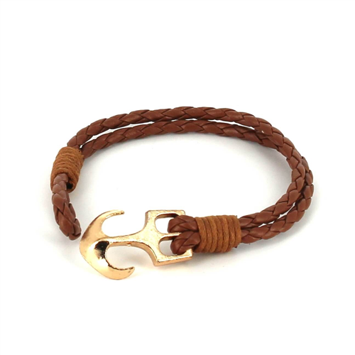 Pulsera Trenzada Cuero con Ancla