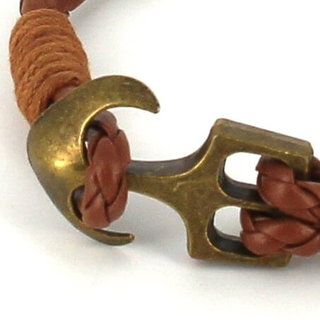 Pulsera Trenzada Cuero con Ancla