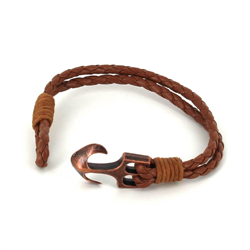 Pulsera Trenzada Cuero con Ancla