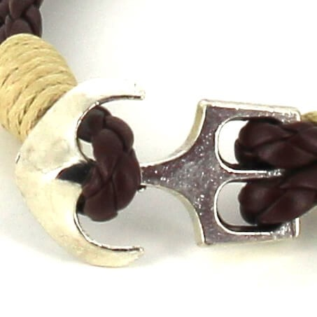 Pulsera Trenzada Cuero con Ancla