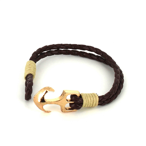 Pulsera Trenzada Cuero con Ancla