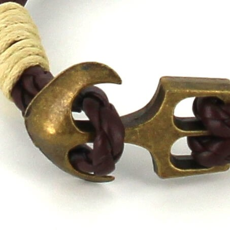 Pulsera Trenzada Cuero con Ancla