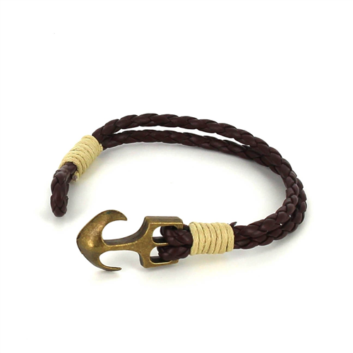 Pulsera Trenzada Cuero con Ancla