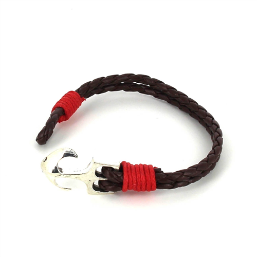 Pulsera Trenzada Cuero con Ancla