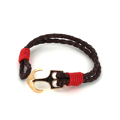 Pulsera Trenzada Cuero con Ancla