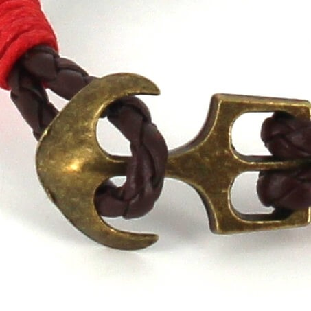Pulsera Trenzada Cuero con Ancla