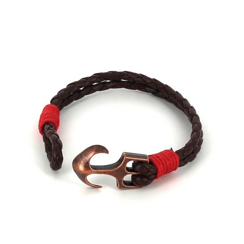 Pulsera Trenzada Cuero con Ancla