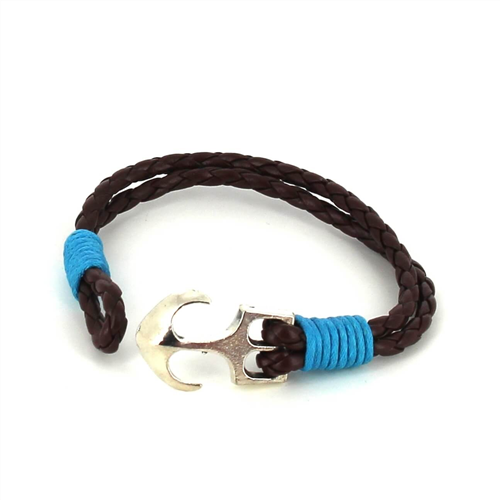 Pulsera Trenzada Cuero con Ancla