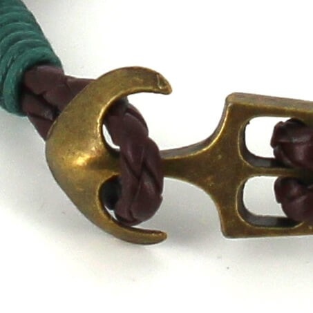 Pulsera Trenzada Cuero con Ancla