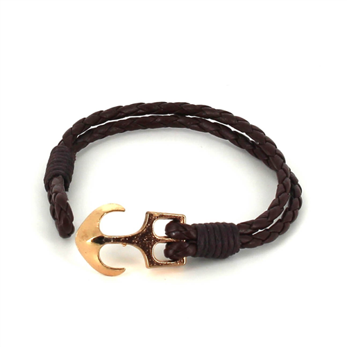 Pulsera Trenzada Cuero con Ancla