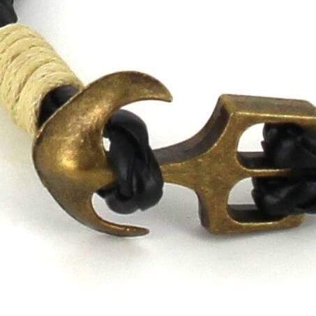Pulsera Trenzada Cuero con Ancla