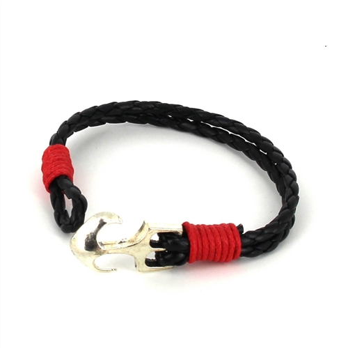 Pulsera Trenzada Cuero con Ancla
