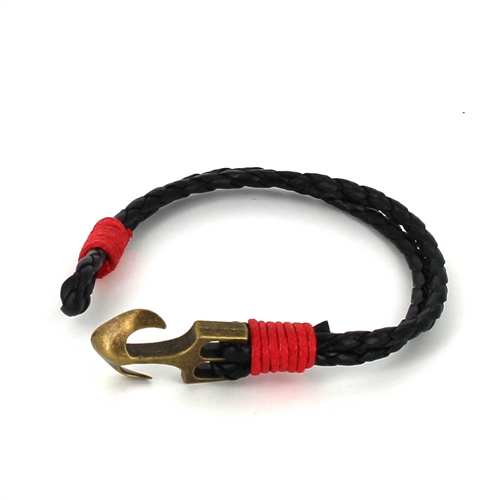 Pulsera Trenzada Cuero con Ancla