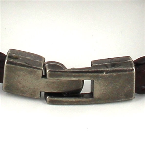 Pulsera Trenzada Cuero Marròn Oscuro con Ancla