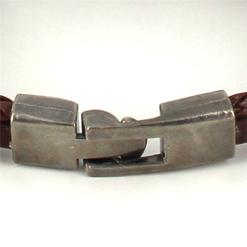 Pulsera Trenzada Cuero Marrón con Ancla
