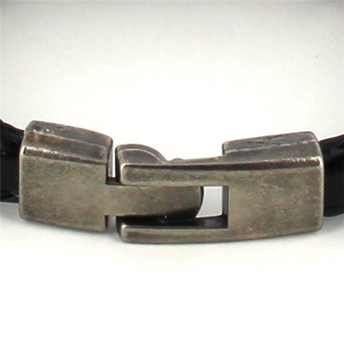 Pulsera Trenzada Cuero Negro con Ancla