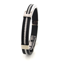 Pulsera Acero y Caucho Negro Motivo Rectangular