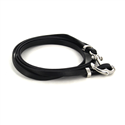Pulsera Acero y Cuero Negro con Ancla I