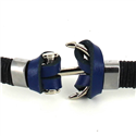 Pulsera Cuero Azul con Ancla