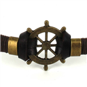 Pulsera Cuero Marrón con Timón