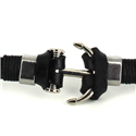 Pulsera Cuero  Negro con Ancla