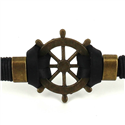 Pulsera Cuero  Negro con Timón