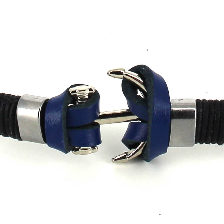 Pulsera Cuero Azul con Ancla