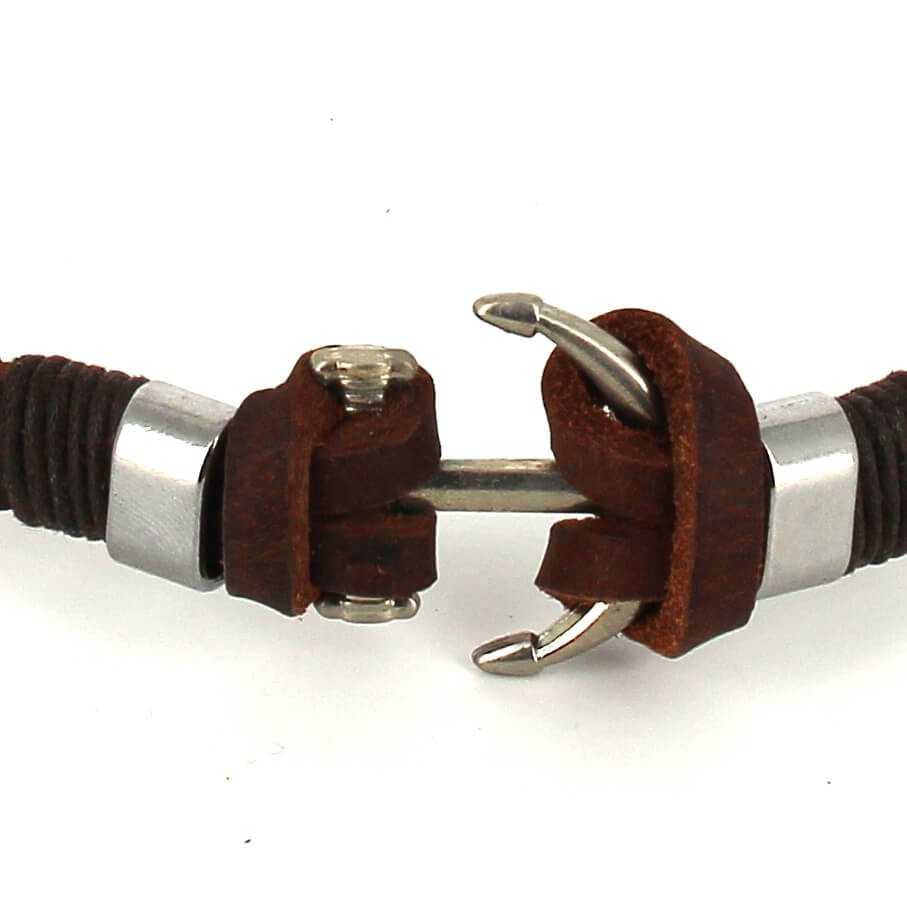 Pulsera Cuero Marrón con Ancla