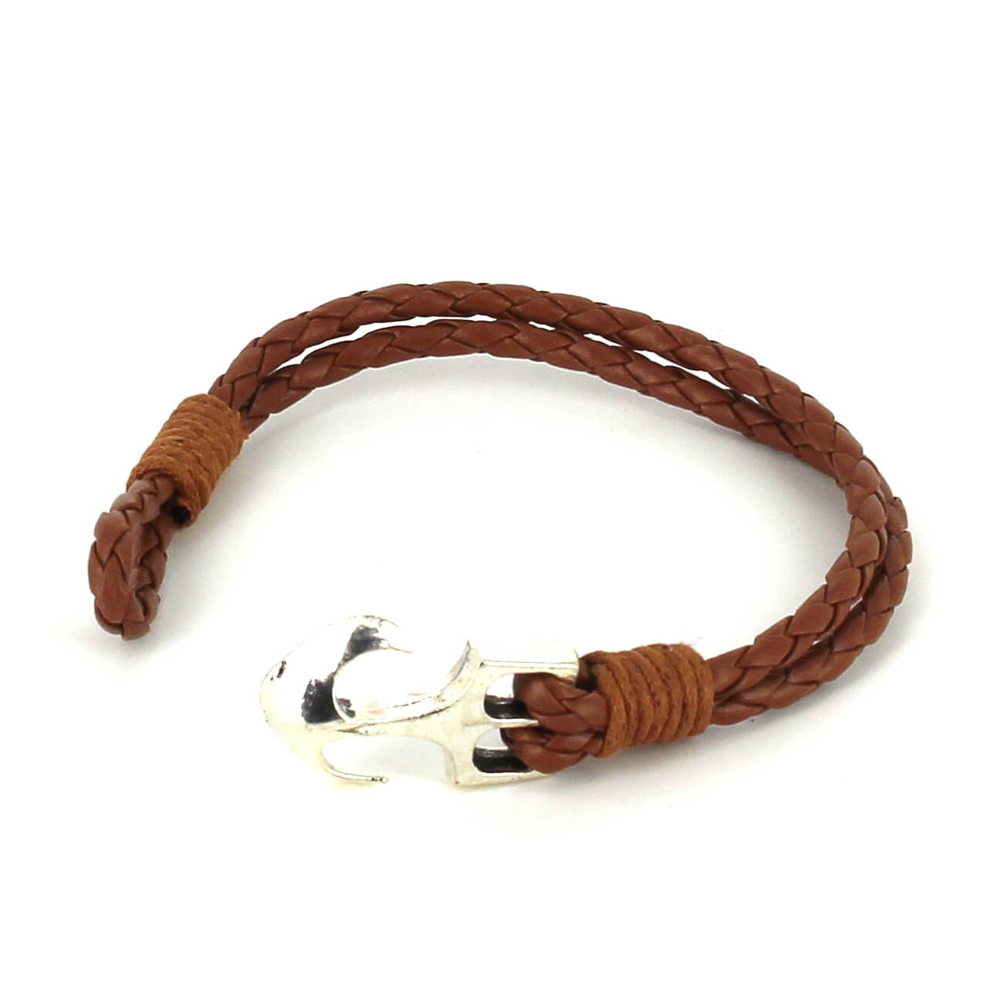 Pulsera Trenzada Cuero con Ancla