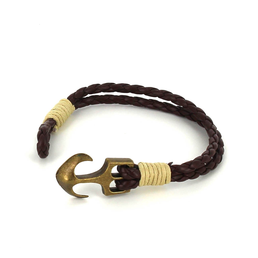 Pulsera Trenzada Cuero con Ancla