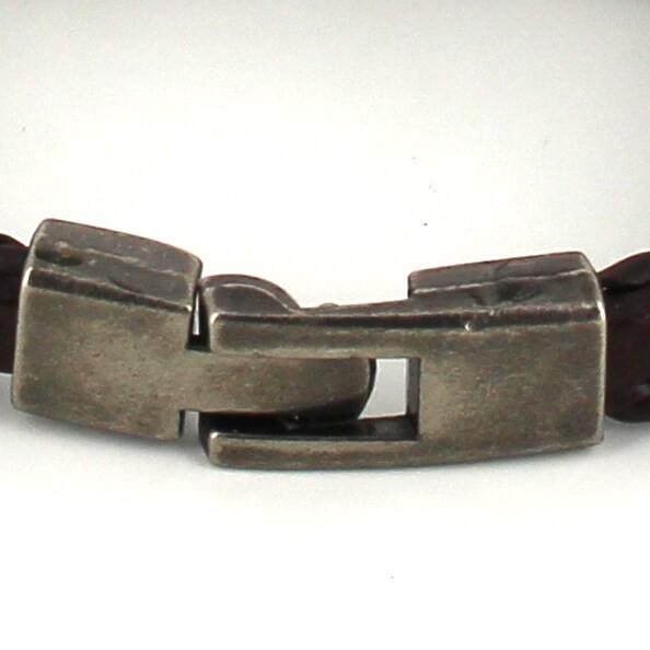 Pulsera Trenzada Cuero Marròn Oscuro con Ancla