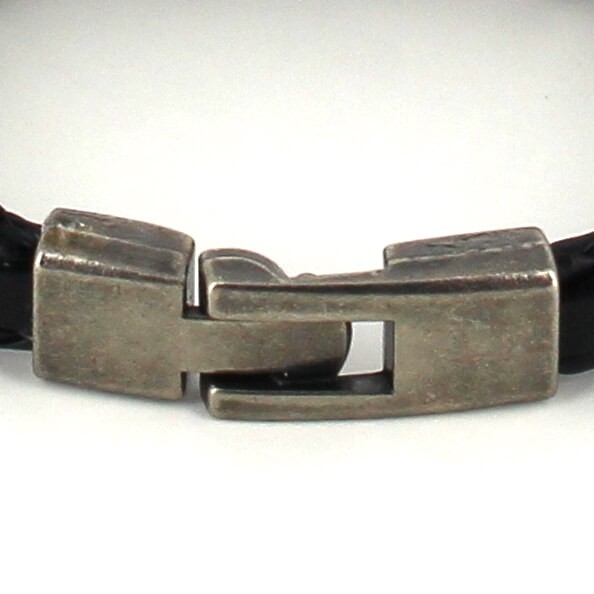 Pulsera Trenzada Cuero Negro con Ancla