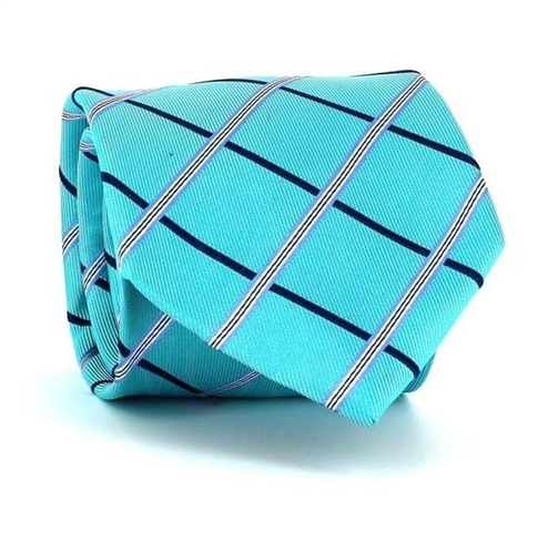 Cravate à carreaux bleu turquoise