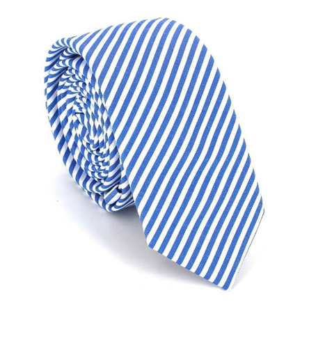 Cravate à Rayures Blanches et Bleues