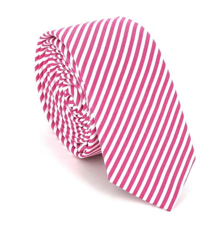 Cravate à rayures blanches et fuchsia
